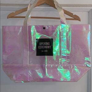 Opening ceremony iridescent tote bag